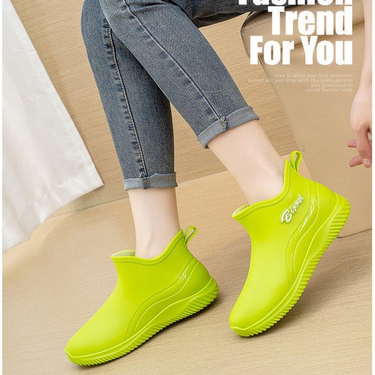 TIOZONEY - Botas de Agua Hombre-Verde