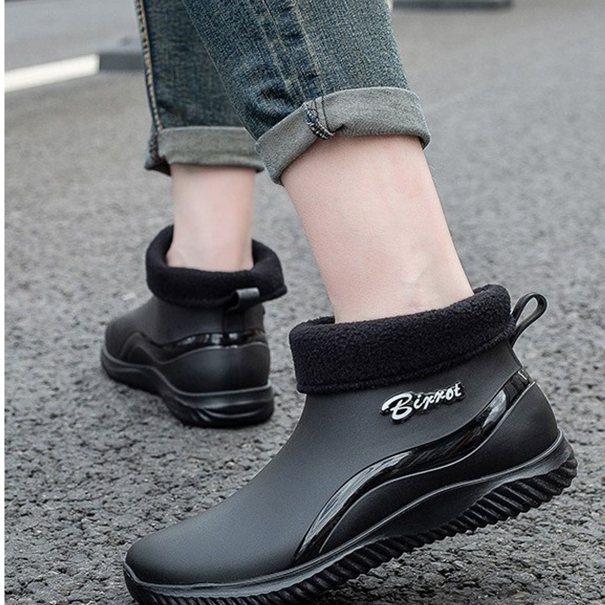 TIOZONEY - Botas de Agua Hombre-Negro