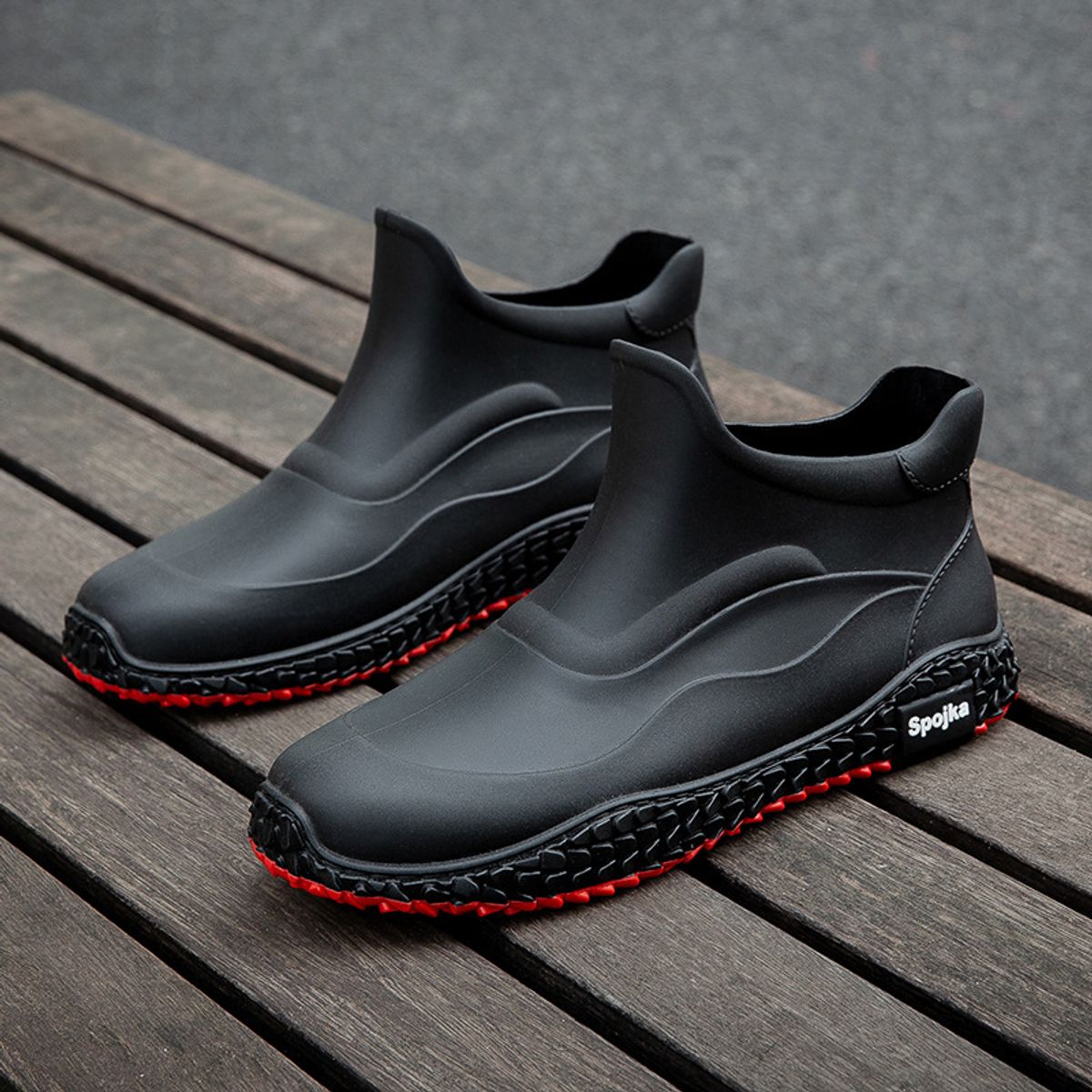 TIOZONEY - Botas de Agua Hombre-Rojo