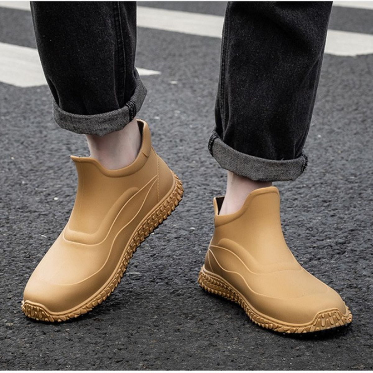 TIOZONEY - Botas de Agua Hombre-Amarillo