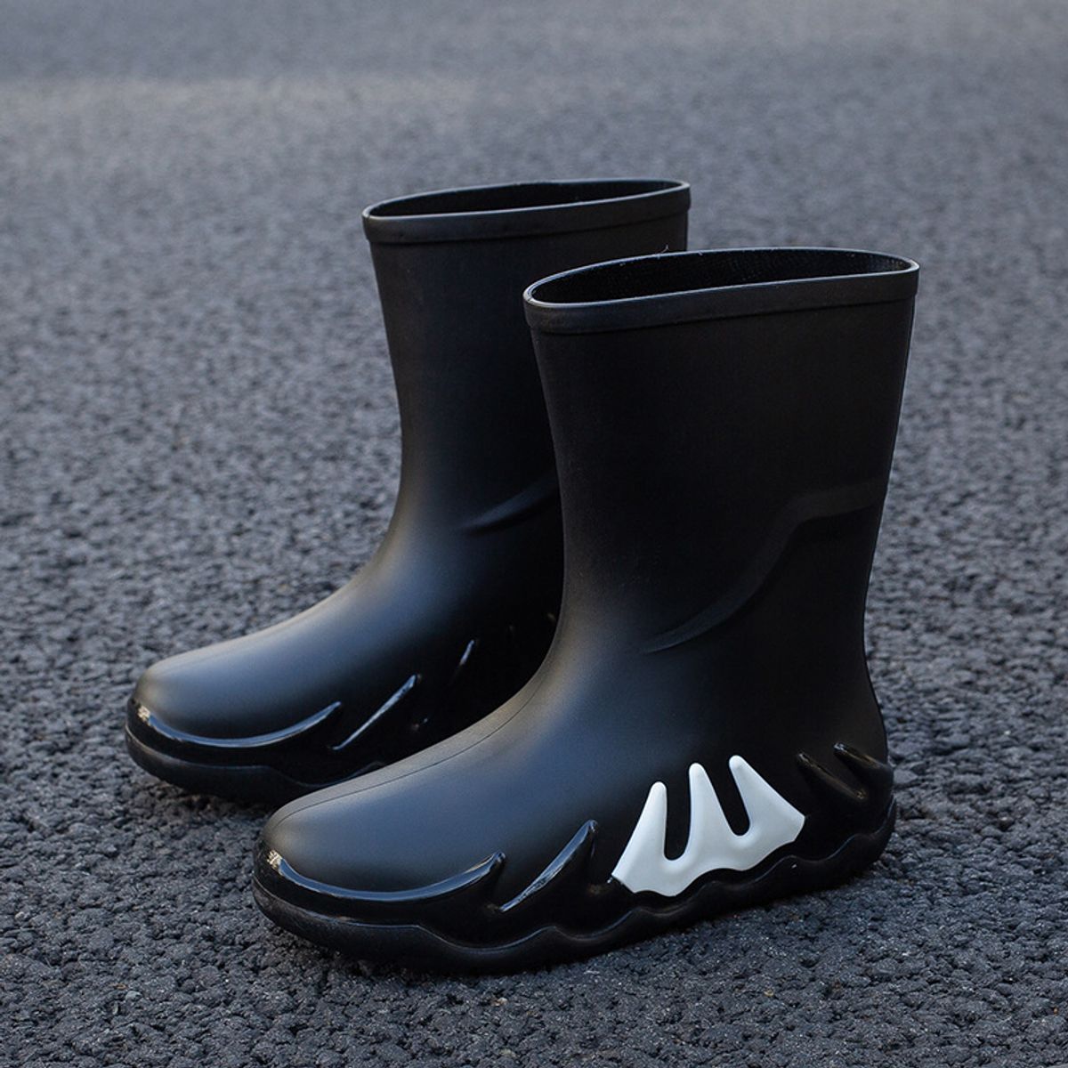TIOZONEY - Botas de Agua Hombre-Negro