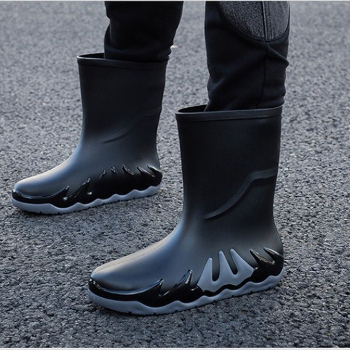 TIOZONEY - Botas de Agua Hombre-Gris