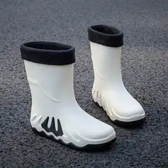 TIOZONEY - Botas de Agua Hombre-Blanco