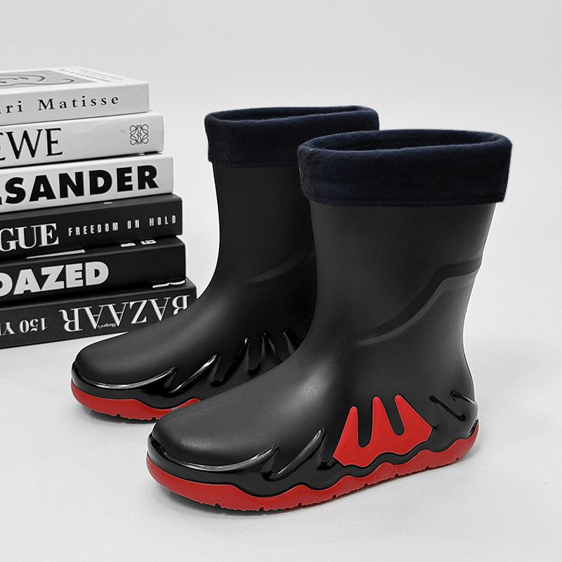 TIOZONEY - Botas de Agua Hombre-Rojo
