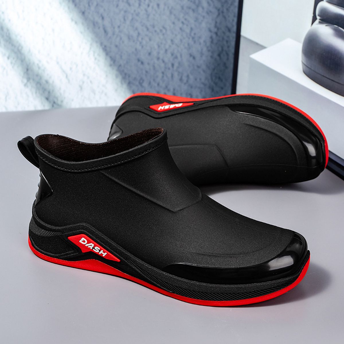 TIOZONEY - Botas de Agua Hombre-Rojo