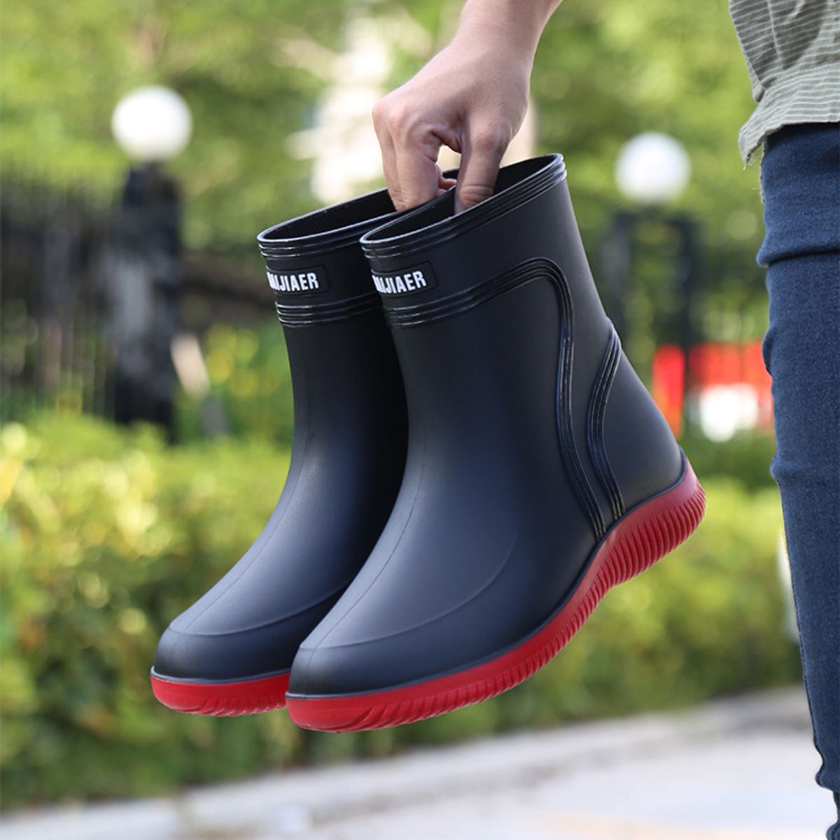 TIOZONEY - Botas de Agua Hombre-Rojo