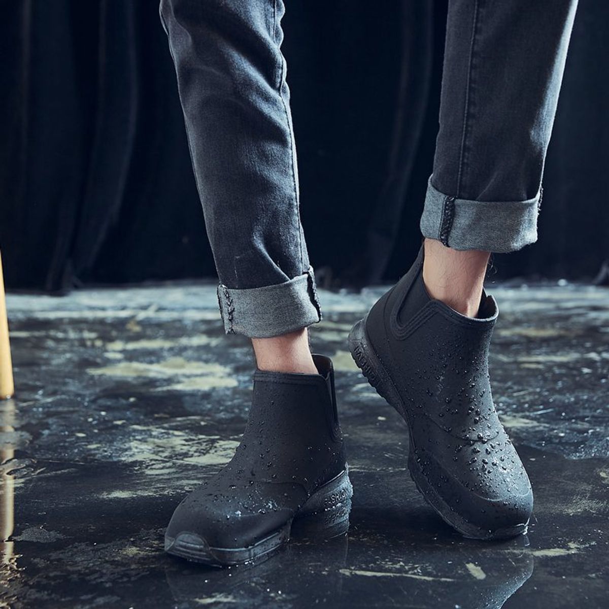 TIOZONEY - Botas de Agua Hombre-Negro