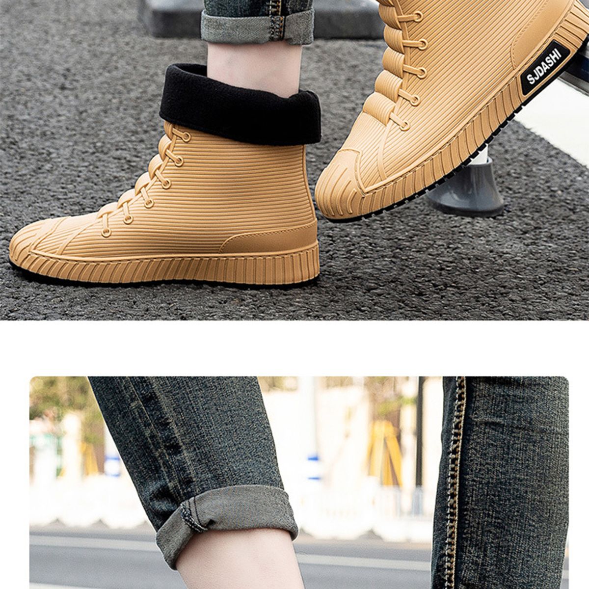 TIOZONEY - Botas de Agua Hombre-Café