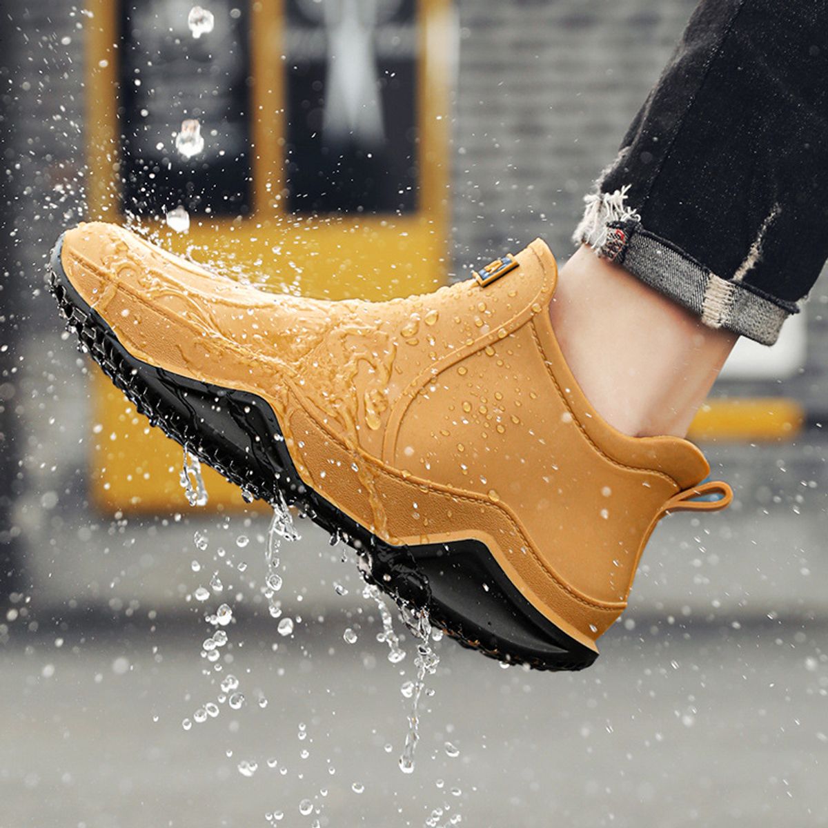 TIOZONEY - Botas de Agua Hombre-Café