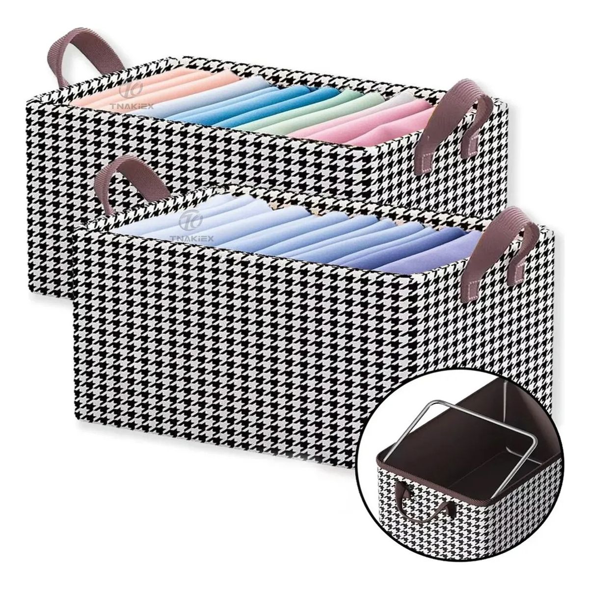 TNAKIEX - 2pz Cajas Organizador De Ropa Plegable Con Estructura Acero