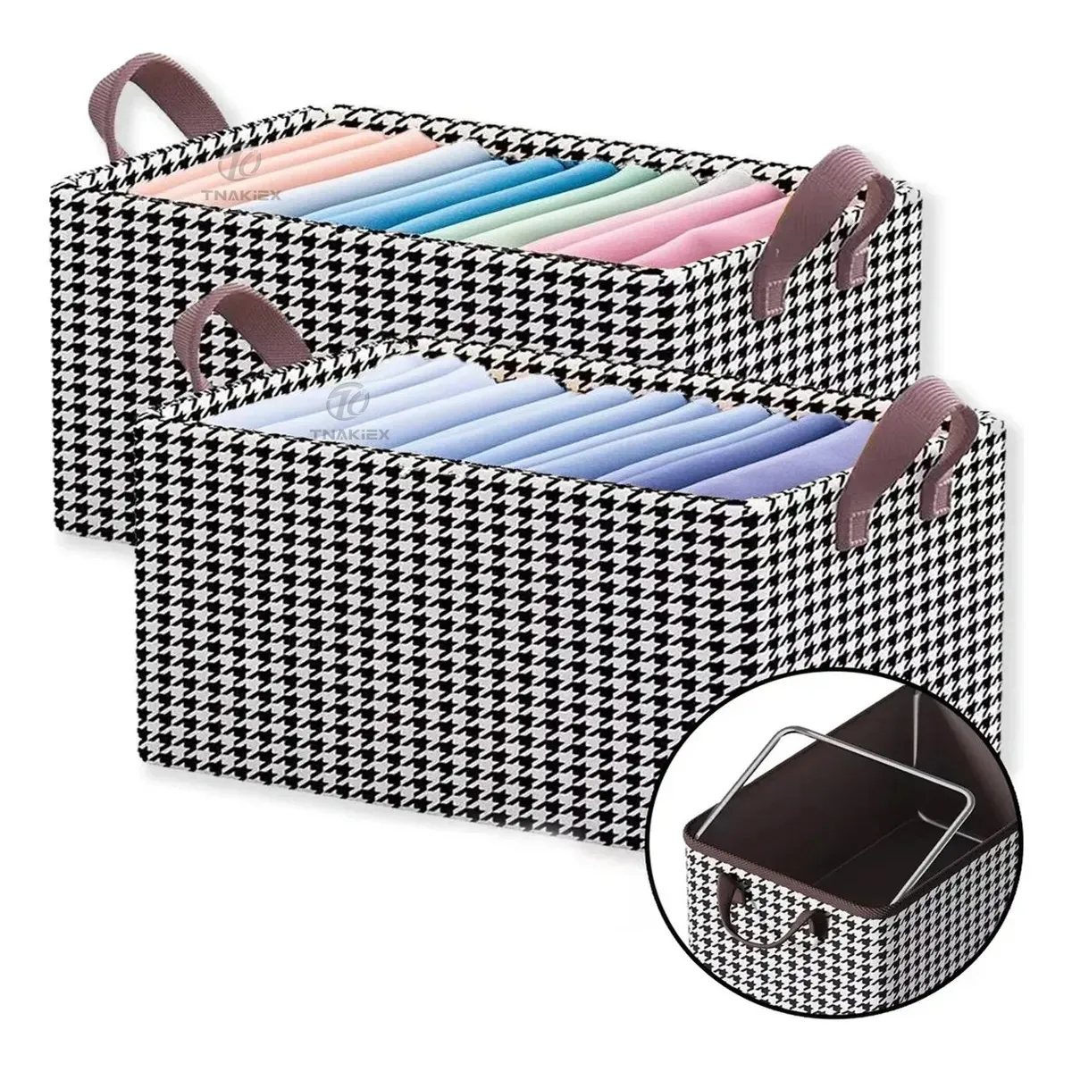 TNAKIEX - 2pz Cajas Organizador De Ropa Plegable Con Estructura Acero