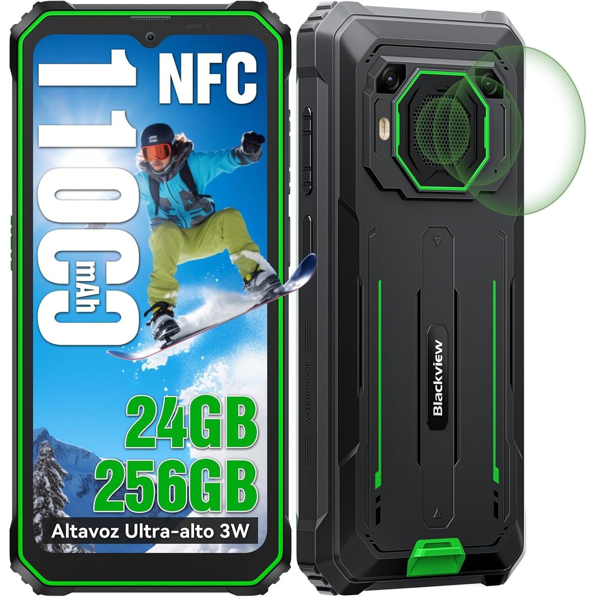 BLACKVIEW - Blackview BV6200 Plus Celular 24GB+128GB 11000mAh NFC-Verde