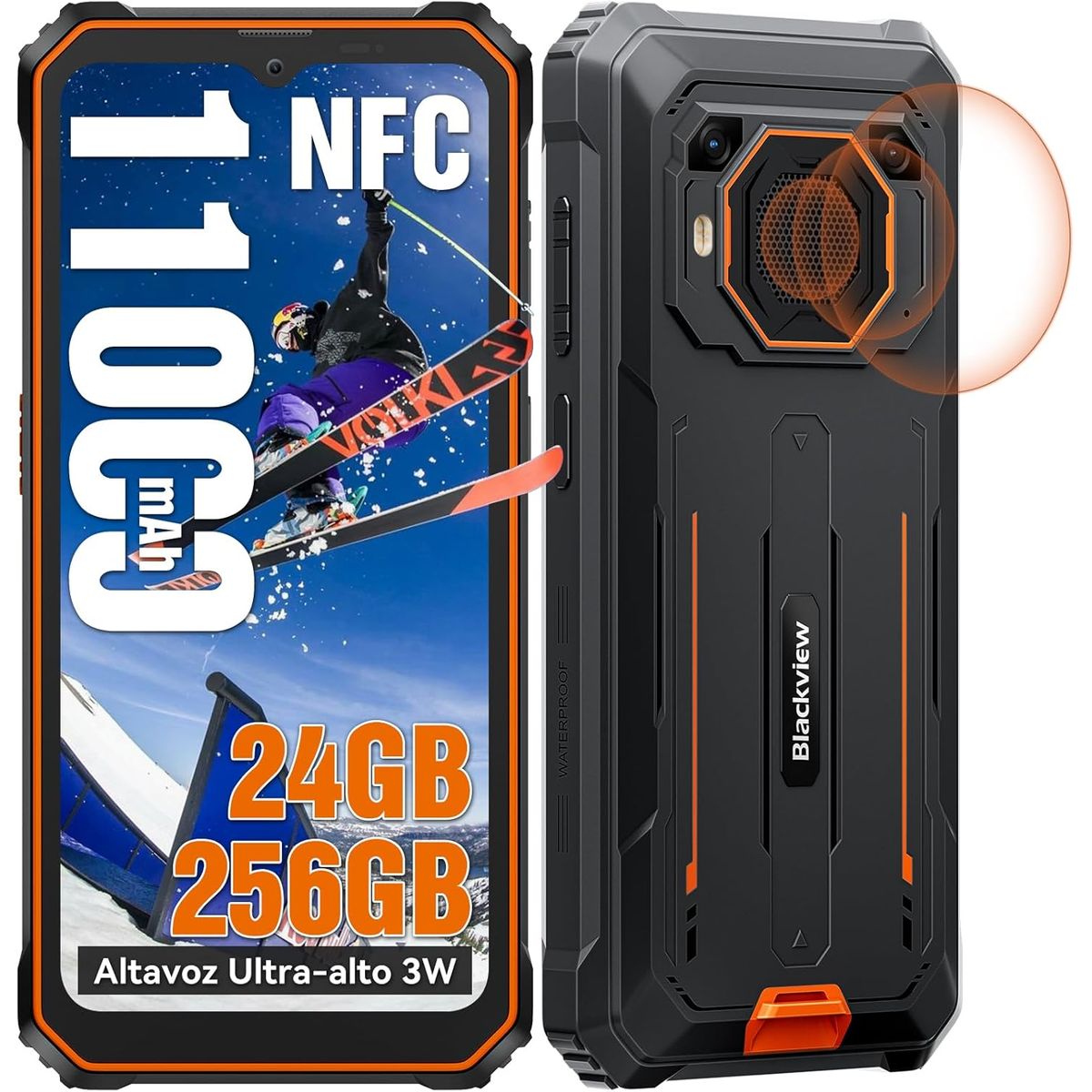 BLACKVIEW - Blackview BV6200 Plus Celular 24GB+128GB 11000mAh NFC-Naranja