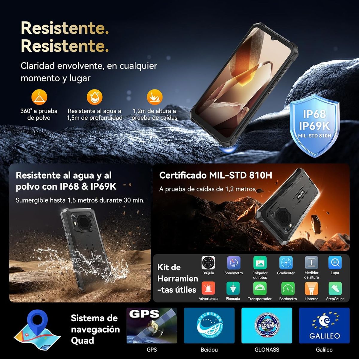 BLACKVIEW - Blackview BV6200 Plus Celular 24GB+128GB 11000mAh NFC-Naranja