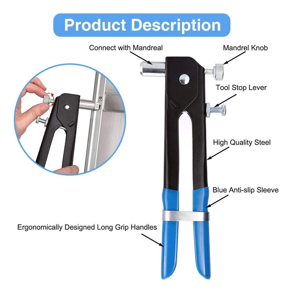 EDWINAYY - Kit Remachadora Tuerca 86 Piezas M3 A M8 Remache Ciego