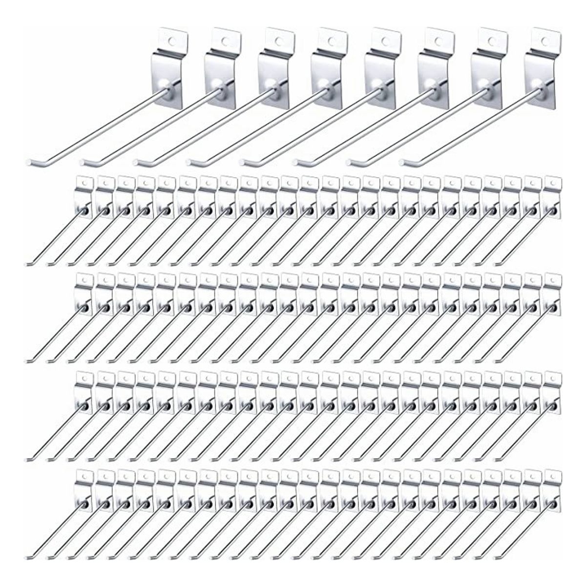 QUICK - Pack 100 Ganchos Gancheras Panel Ranurado 15 Cm Exhibidor