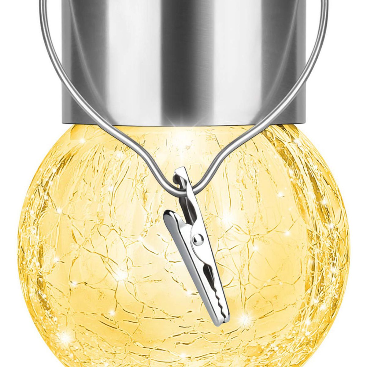 GENERICO - Luces Solares Colgantes De Bola De Vidrio Agrietado- Cálido