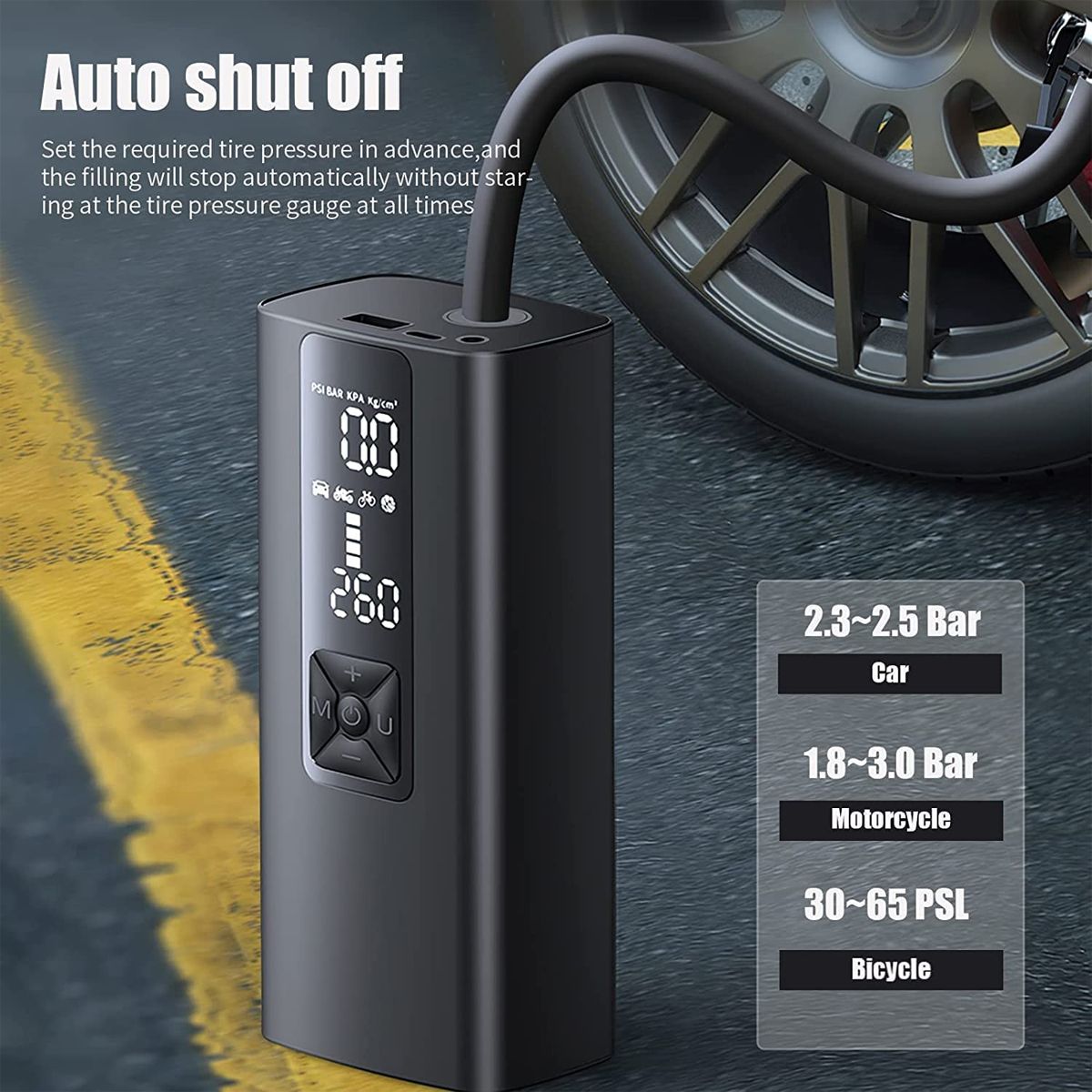 EDWINAYY - Compresor De Aire Portatil A Batería Inflador Neumaticos