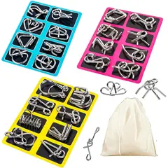KUANGYE - Juego De 24 Piezas Ingenio Rompecabezas Puzzle Metal Juguete