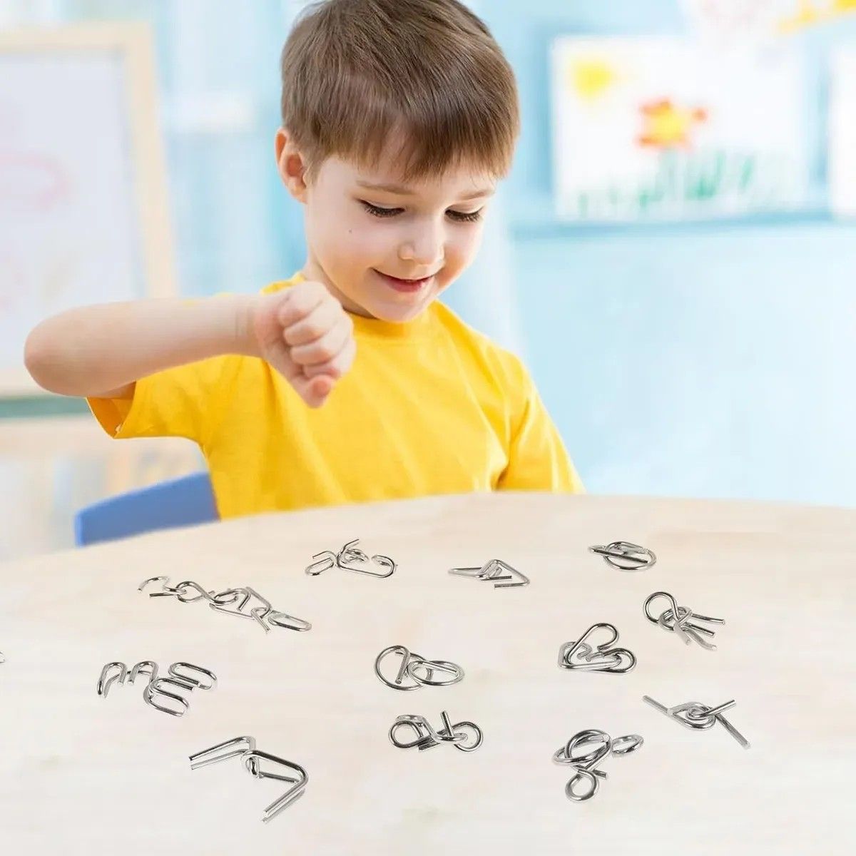 KUANGYE - Juego De 24 Piezas Ingenio Rompecabezas Puzzle Metal Juguete