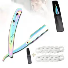 EDWINAYY - Porta Navaja Metal Barbero Afeitar Barba +10 Navajas