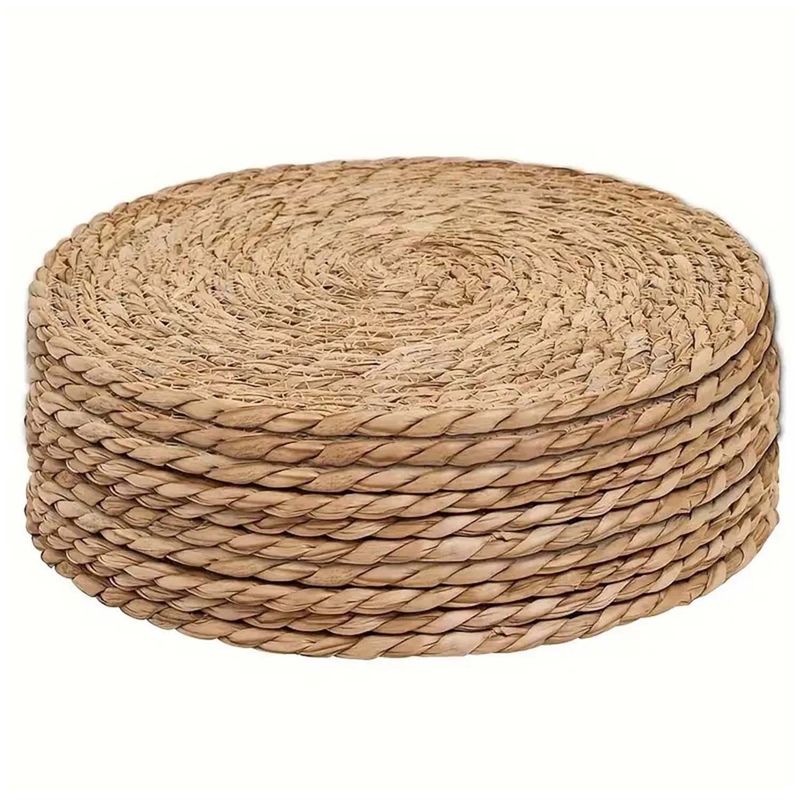GENERICO - Juego de 8 individuales de 100 % tejido de yute, redondos de 38 cm