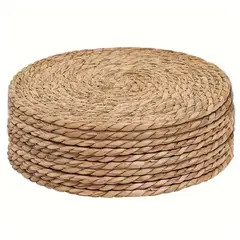 GENERICO - Juego de 8 individuales de 100 % tejido de yute, redondos de 38 cm