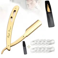 EDWINAYY - Porta Navaja Metal Barbero Afeitar Barba +10 Navajas