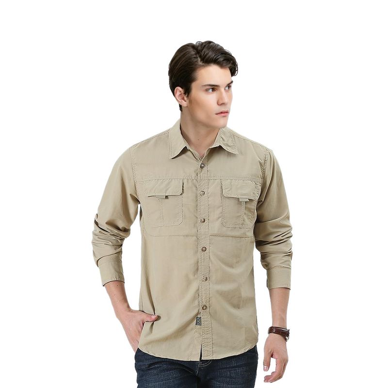 EDWINAYY - Camisa Outdoor Manga Larga Tactel Dry Clásica Ripstop Hombre