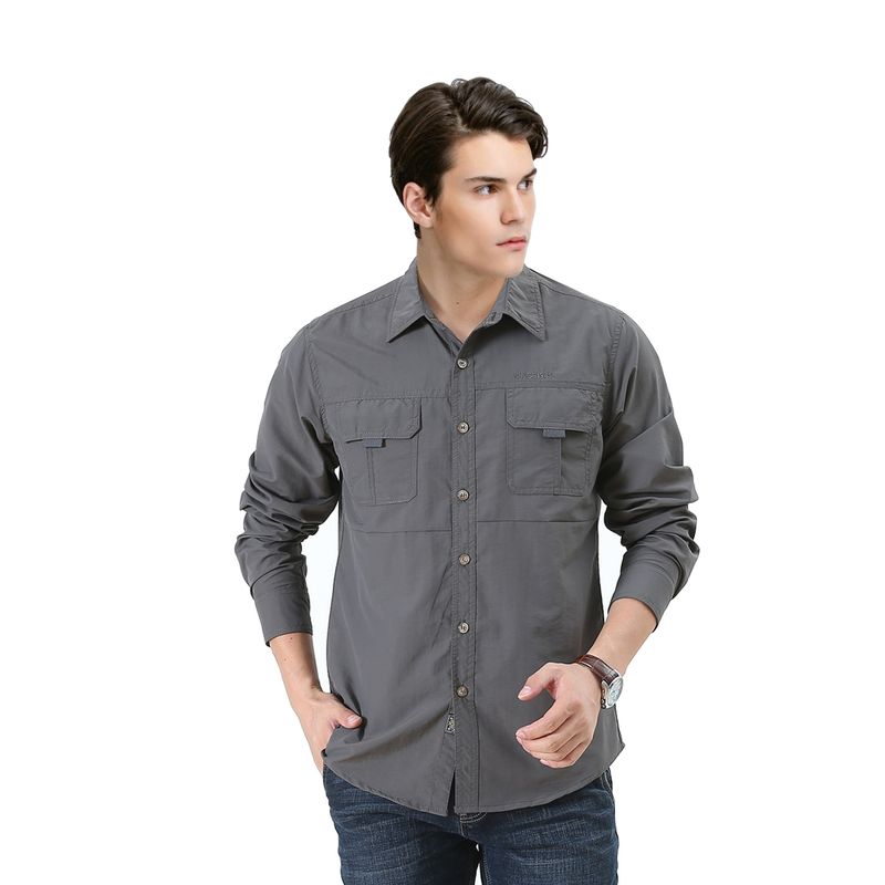 EDWINAYY - Camisa Outdoor Manga Larga Tactel Dry Clásica Ripstop Hombre