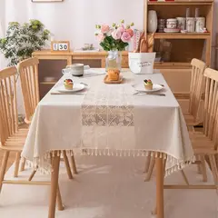 PUREPOWER - Mantel Crochet Rectangular 140x220cm Cuadros Flecos Banquetes