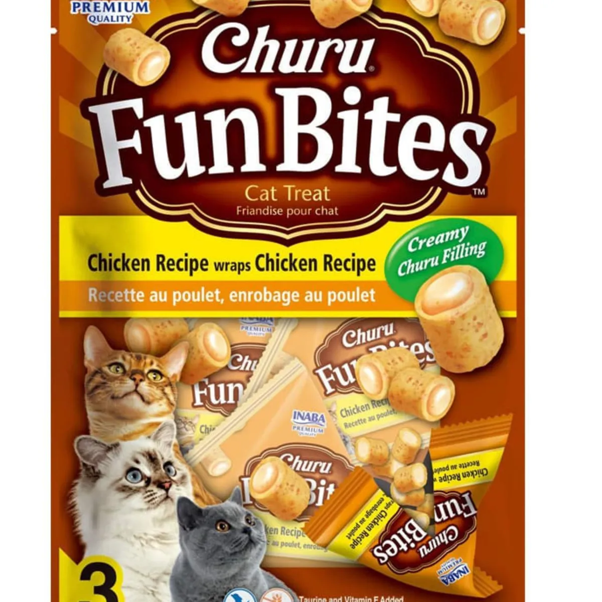 INABA - Churu Fun Bites Cat Pollo 20g x3 - Snack Cremoso Gato