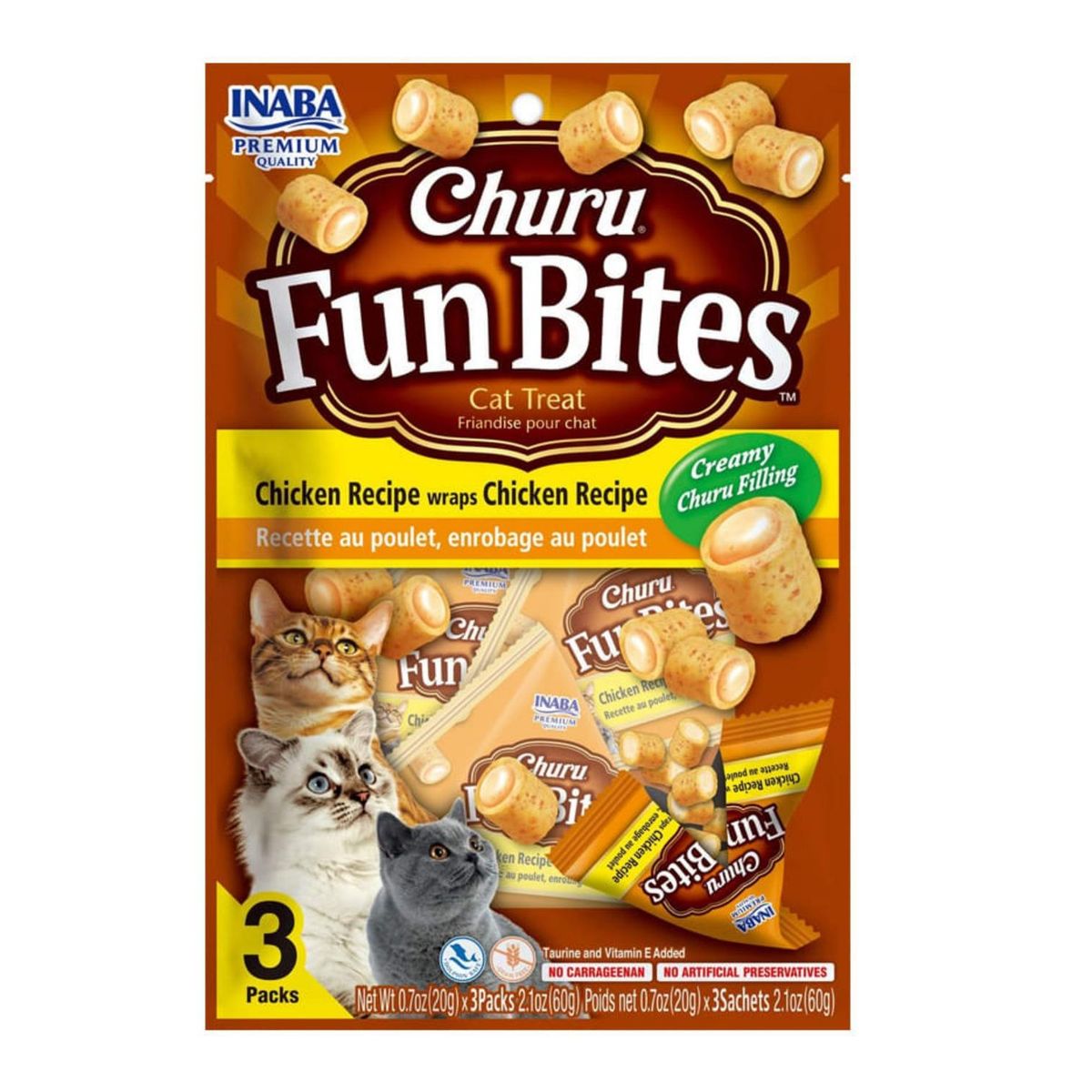 INABA - Churu Fun Bites Cat Pollo 20g x3 - Snack Cremoso Gato