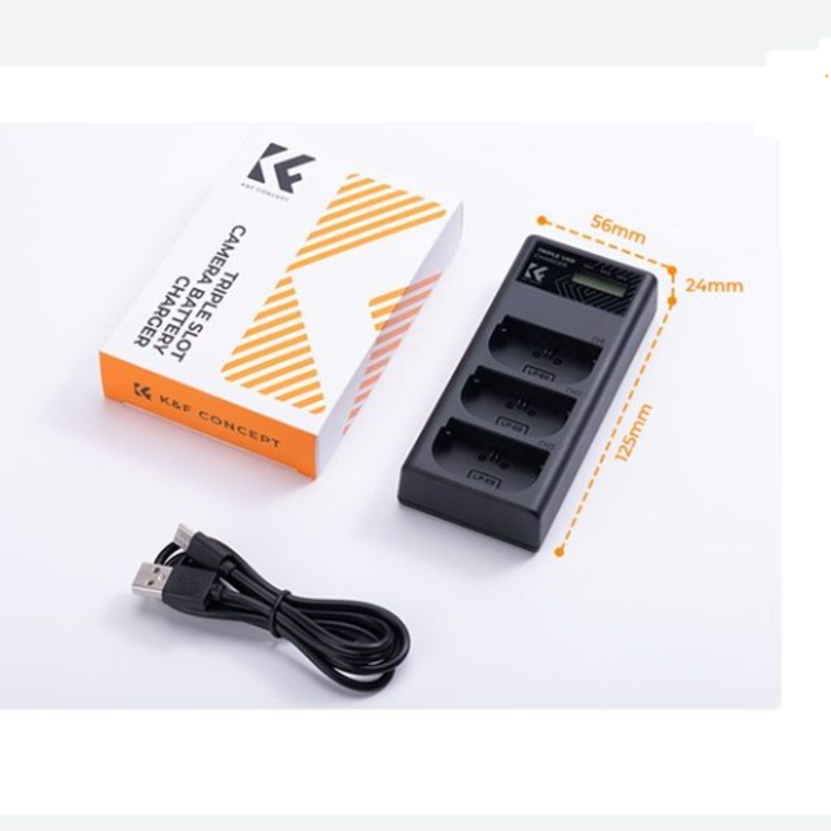 GENERICO - KIT KF CONCEPT CARGADOR TRIPLE + 3 BATERÍAS LP-E6 PARA CANON