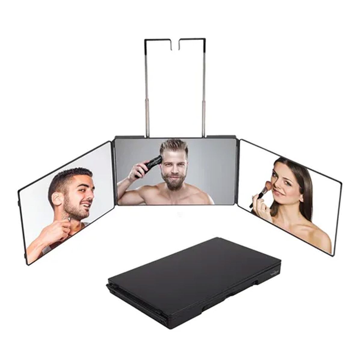 OFERTABKN - Espejo De 3 Vías De Corte De Pelo Triple De 360° Con Ganchos