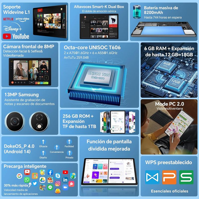 OSCAL - OSCAL Pad80 WiFi 5G Tableta 18GB+256GB Android 14