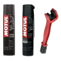 MOTUL - Kit de limpieza y lubricación C1 + C2 + Cepillo de limpieza