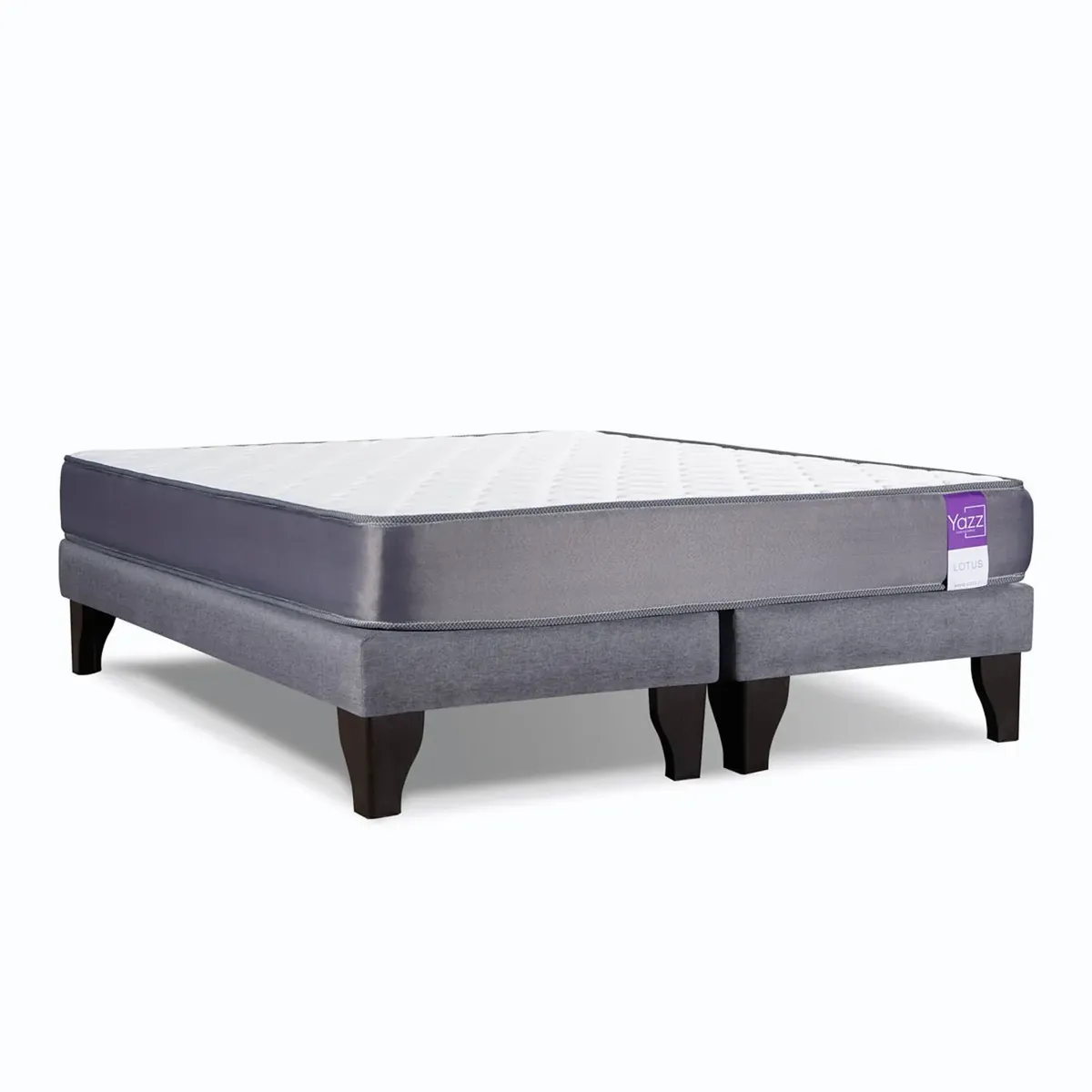 YAZZ - Cama Europea 2 Plazas Lotus Yazz Espuma Alta Densidad Base Dividida