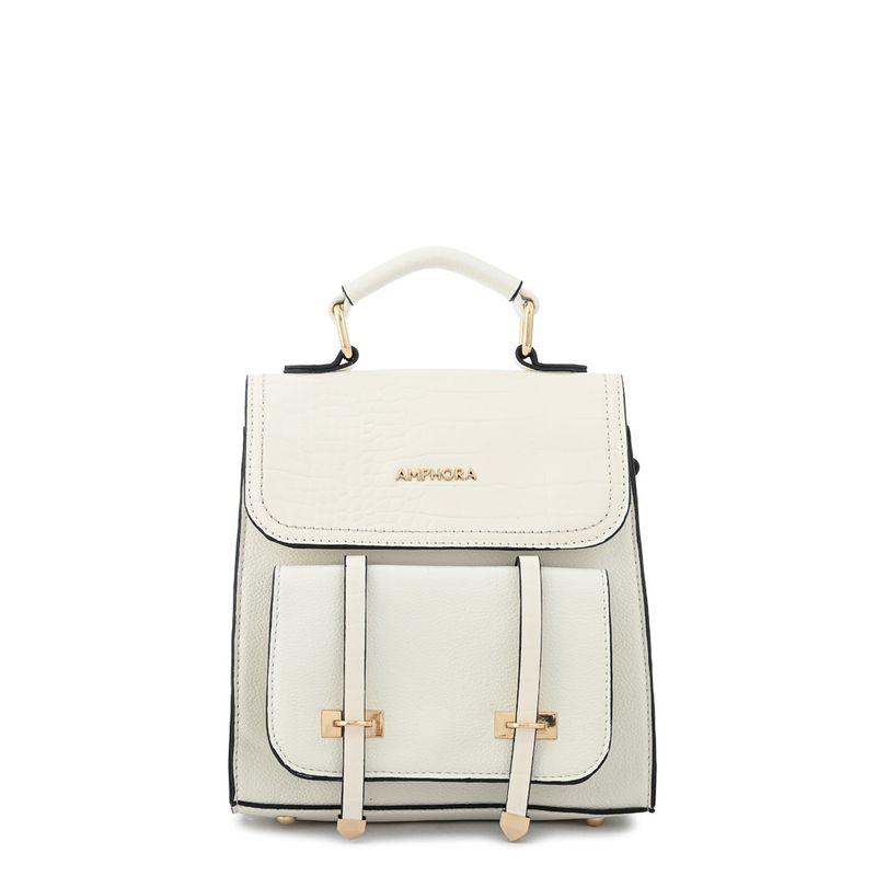 AMPHORA - Mochila con tapa pequeña kelly blanco