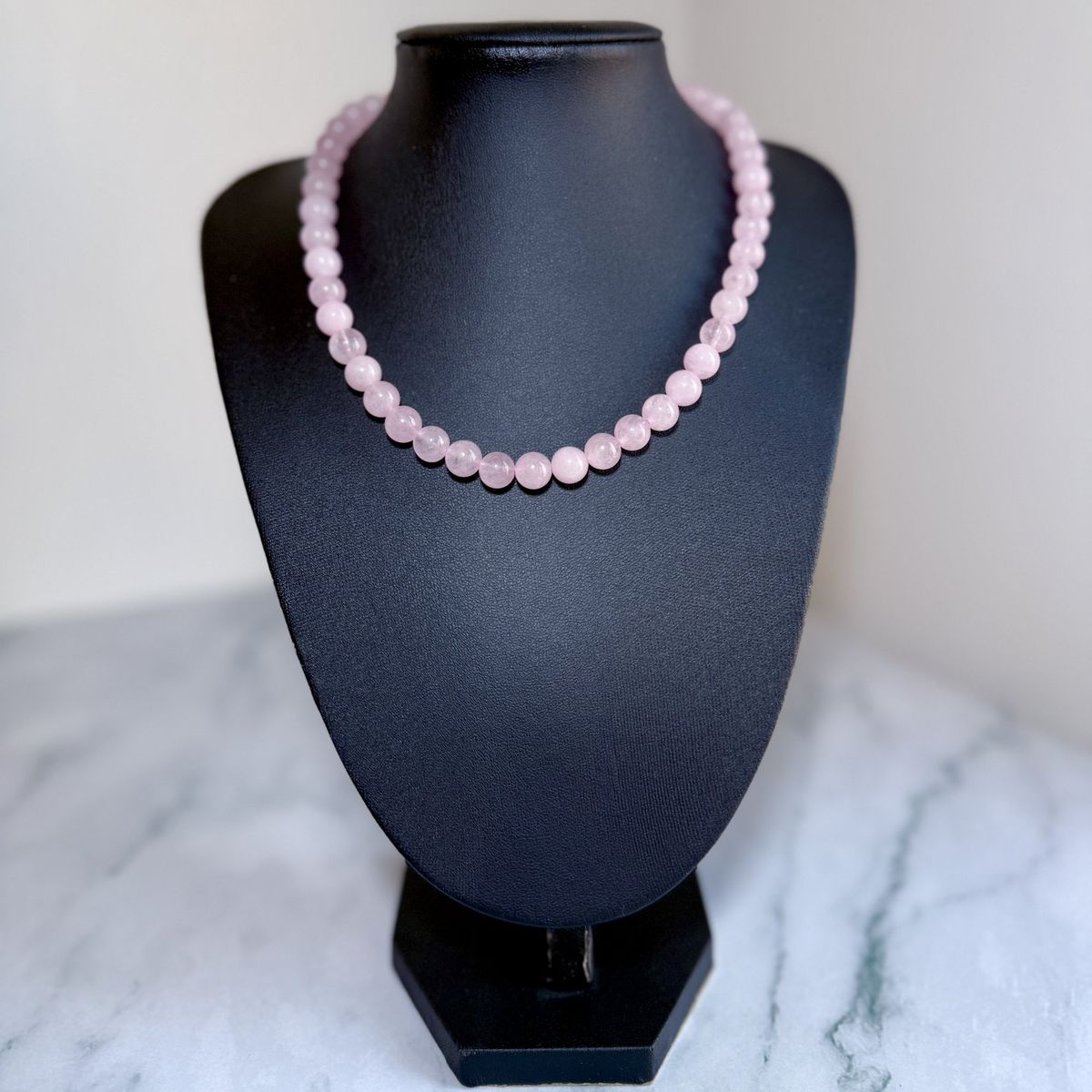 GENERICO - Set Cadena + Pulsera Gargantilla Cuencas De Cuarzo Rosa Unisex