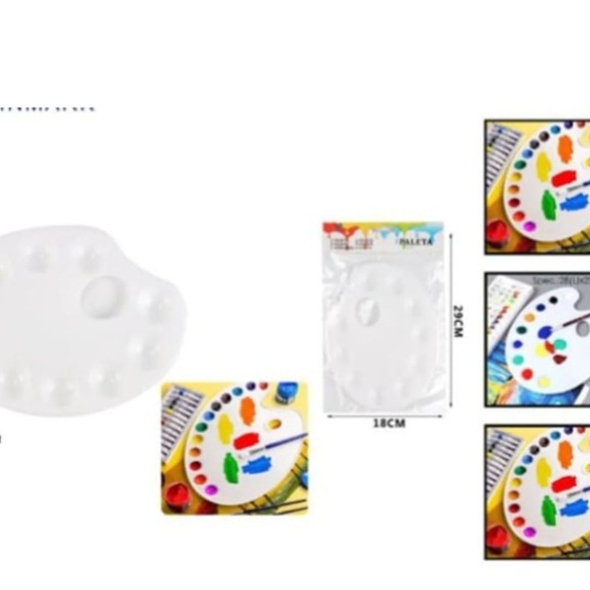 GENERICO - Bandeja De Plastico Para Pintura Con Pinceles 18X22