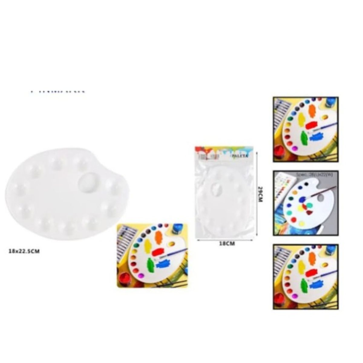 GENERICO - Bandeja De Plastico Para Pintura Con Pinceles 18X22