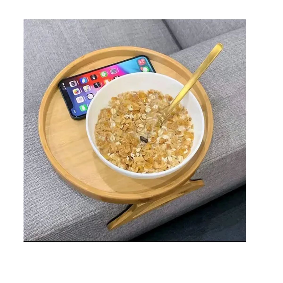 GENERICO - Bandeja Plegable De Bambú Para Brazo De Sofá Redondo