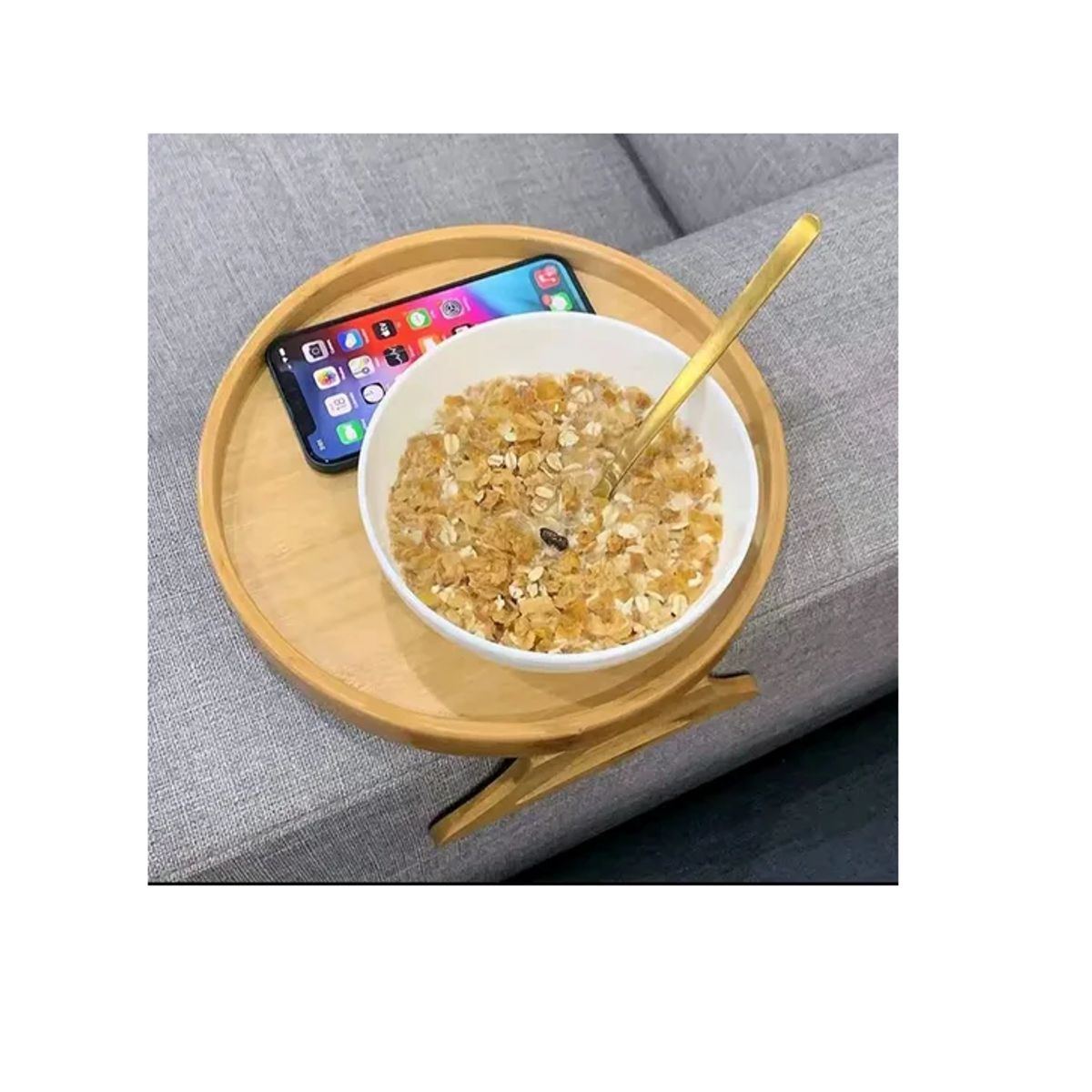 GENERICO - Bandeja Plegable De Bambú Para Brazo De Sofá Redondo