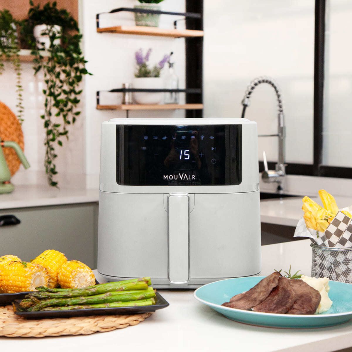 MOUVAIR - Freidora Aire Fry Blanca 6L + Hervidor Swan Blanco