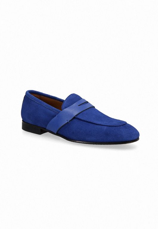 Mocasines Casual Italianos Proceno Moc Toe Penny Loafer Azul