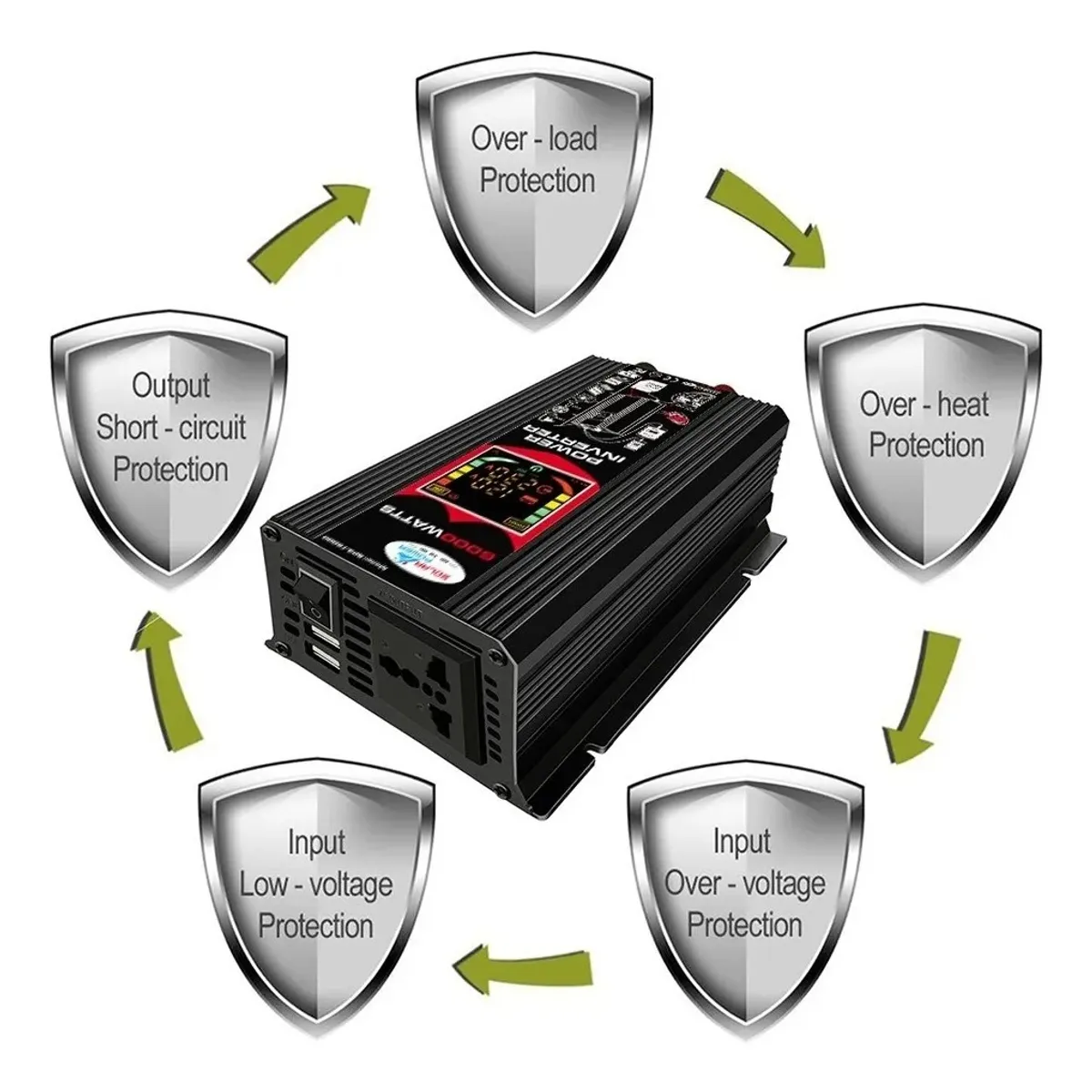 GENERICO - Inversor De Corriente Para Coche 6000w 12v A 220v
