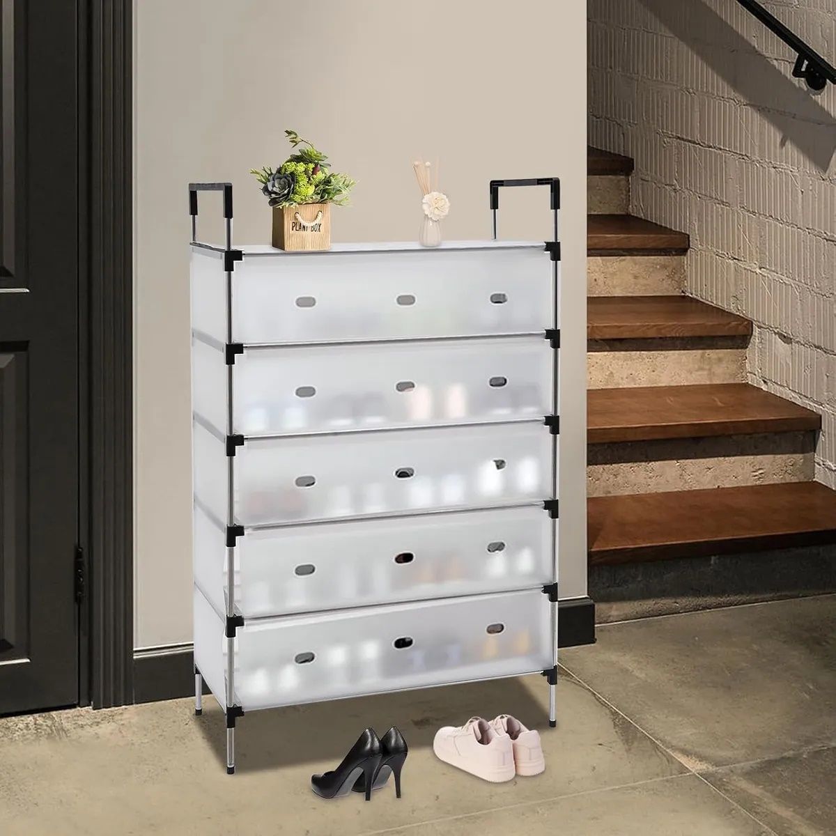 GENERICO - ORGANIZADOR DE ZAPATOS 120X57X29 5 NIVELES BLANCO ESTRUCTURA METALICA.