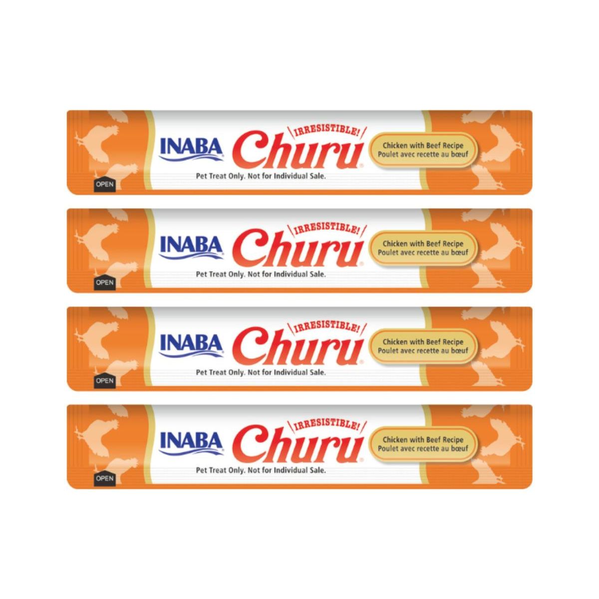 INABA - Churu Cat Pollo y Vacuno 14g x4 - Pack 6 Unidades