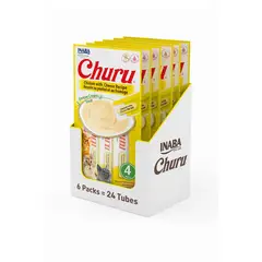 INABA - Churu Cat Pollo y Queso 14g x4 - Pack 6 Unidades